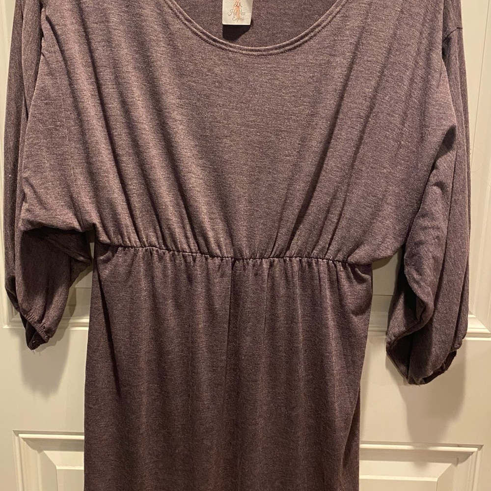 Purple Mini Sheath Dress with 3/4 Dolman Sleeves